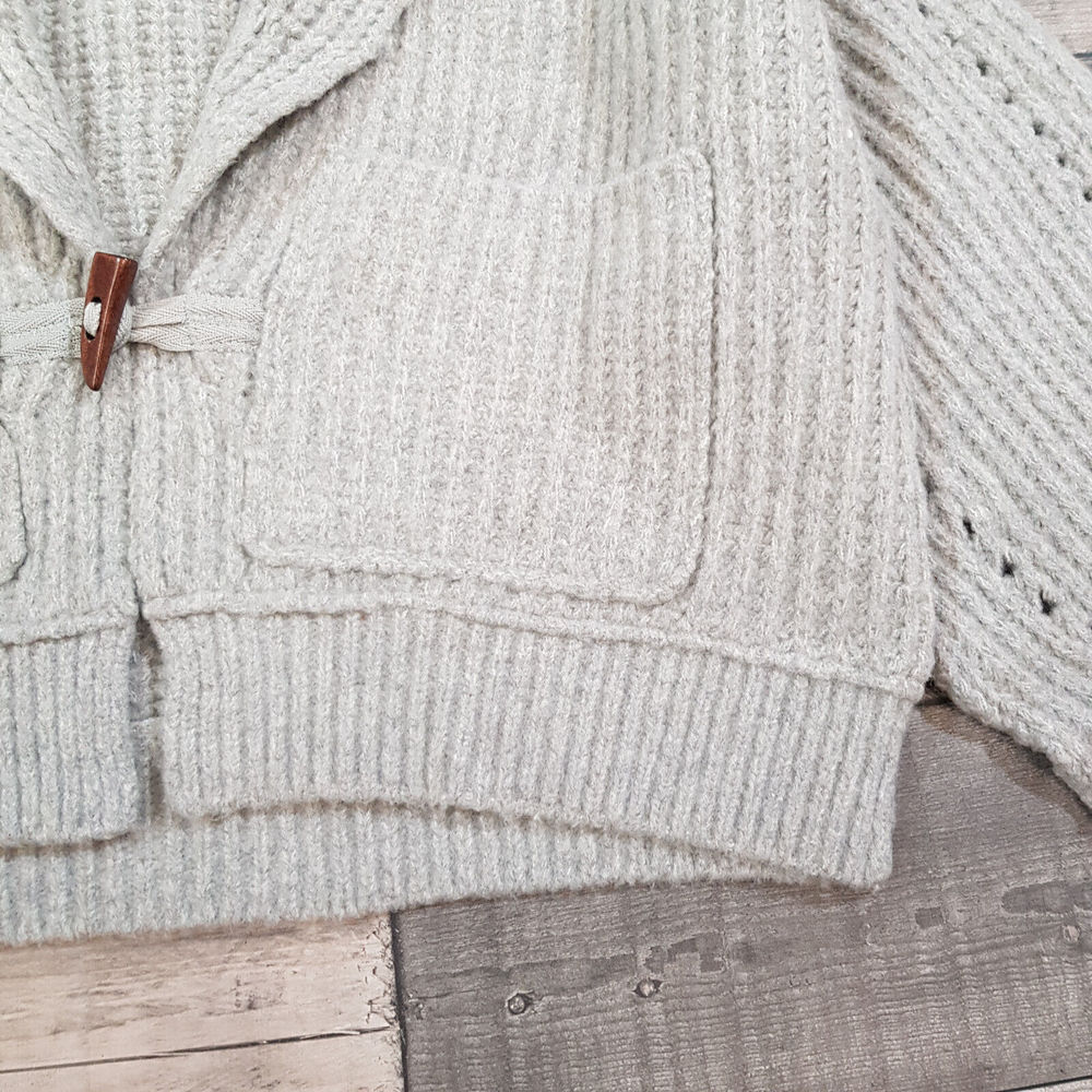 Free People Jackson Chunky Knit Cardigan Cardi Large UK 16 Grey Toggle BN - Picture 6 of 12